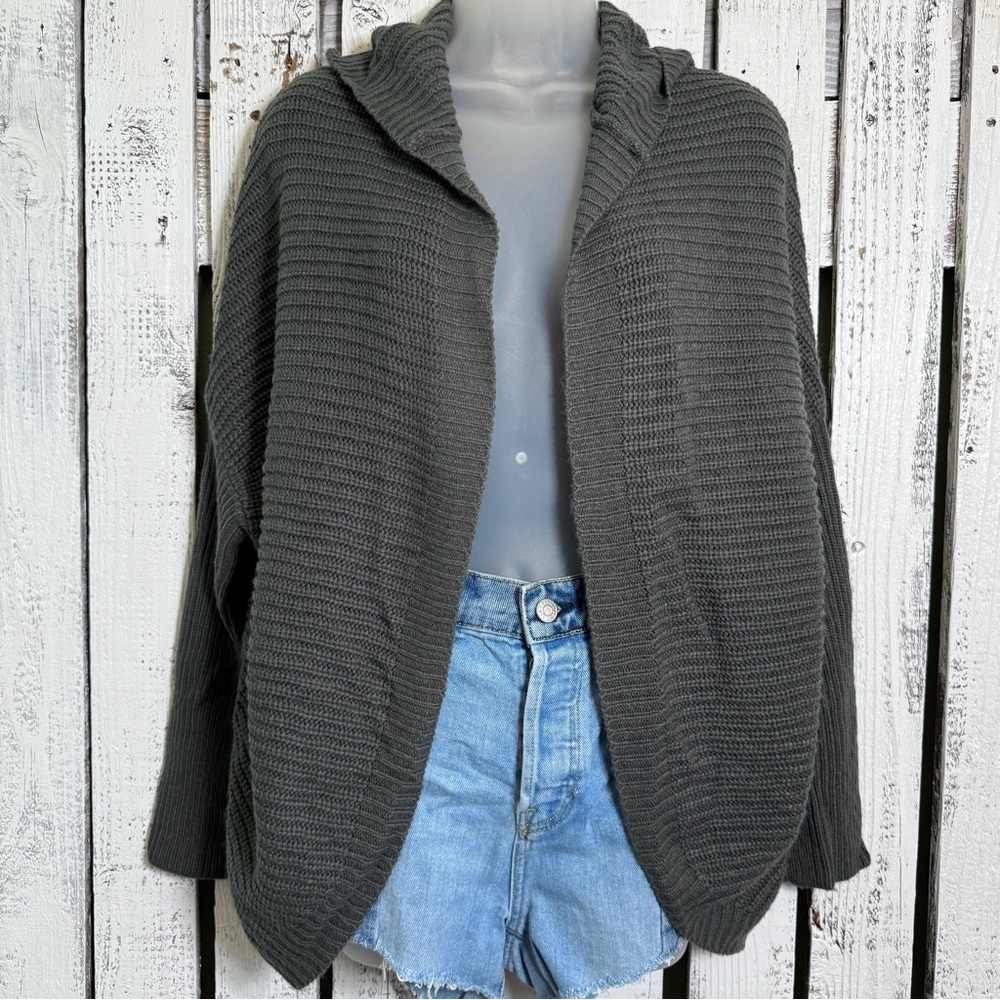 Rhapsody Cardigan Hoodie Sweater Open Front Womens Small Gray Grunge Goth Vibe